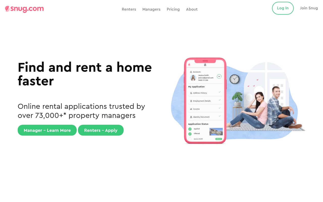 Snug website screenshot