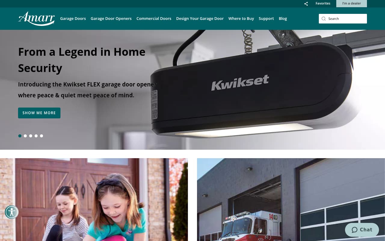 Amarr Garage Doors website screenshot