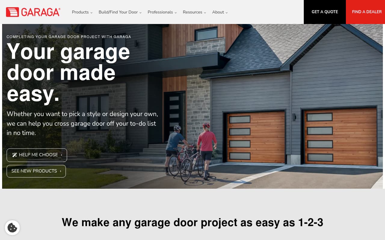 Garaga Garage Doors website screenshot