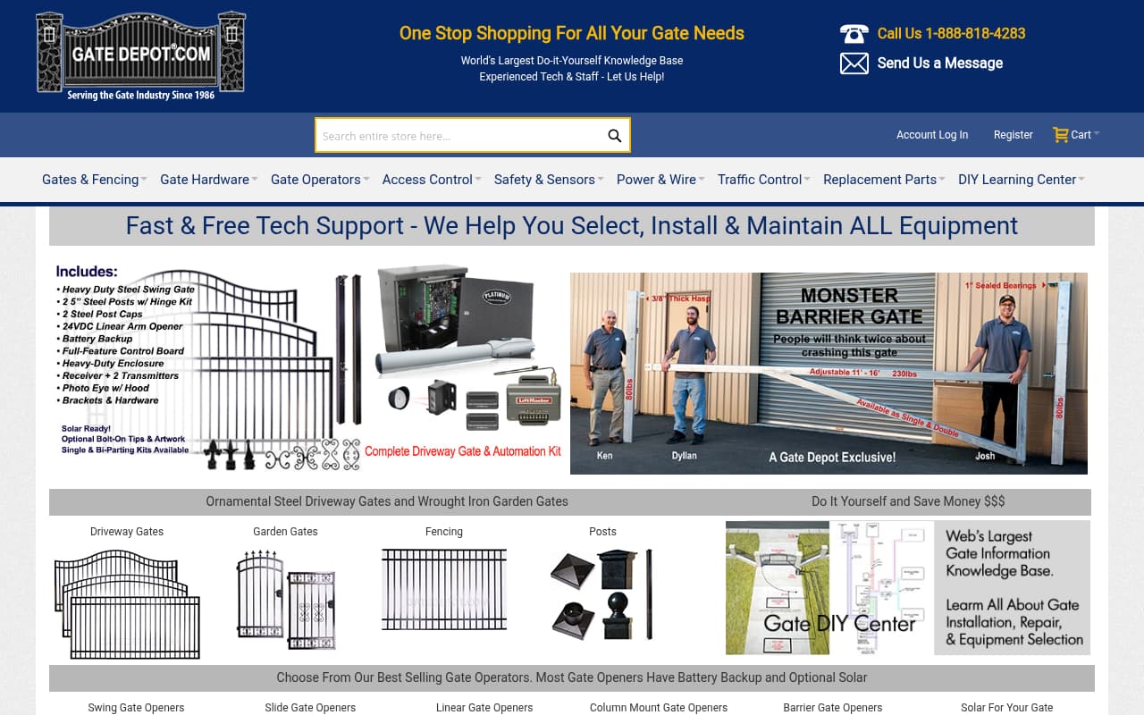 Gate Depot website screenshot