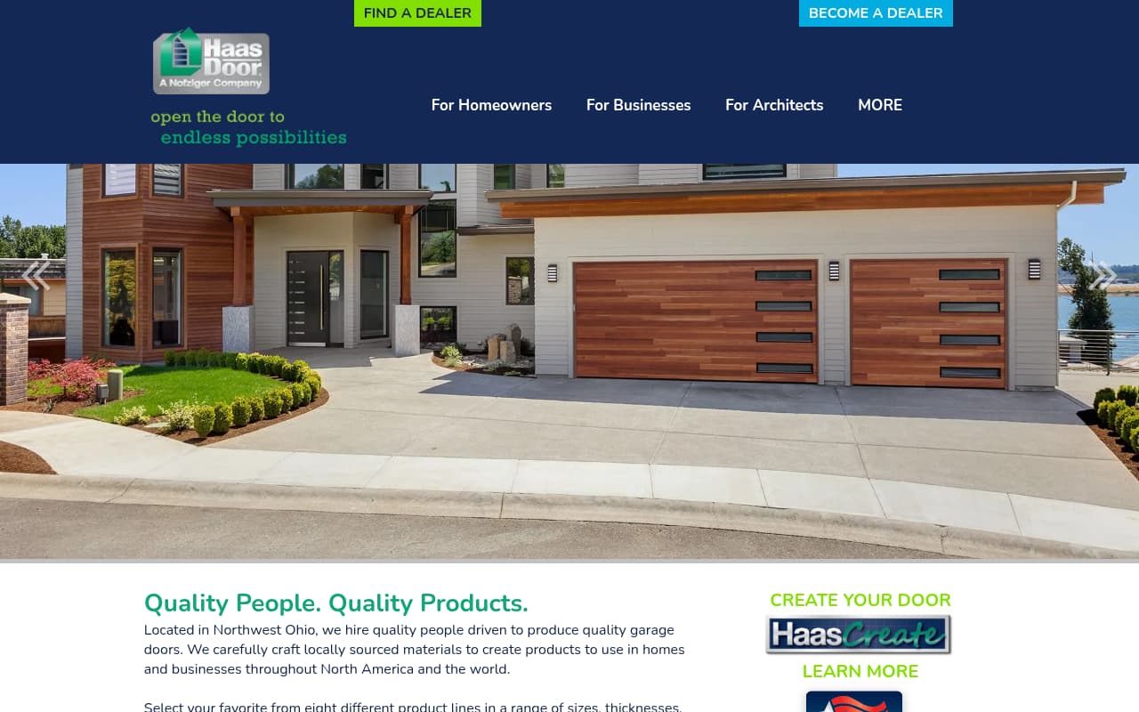 Haas Door website screenshot