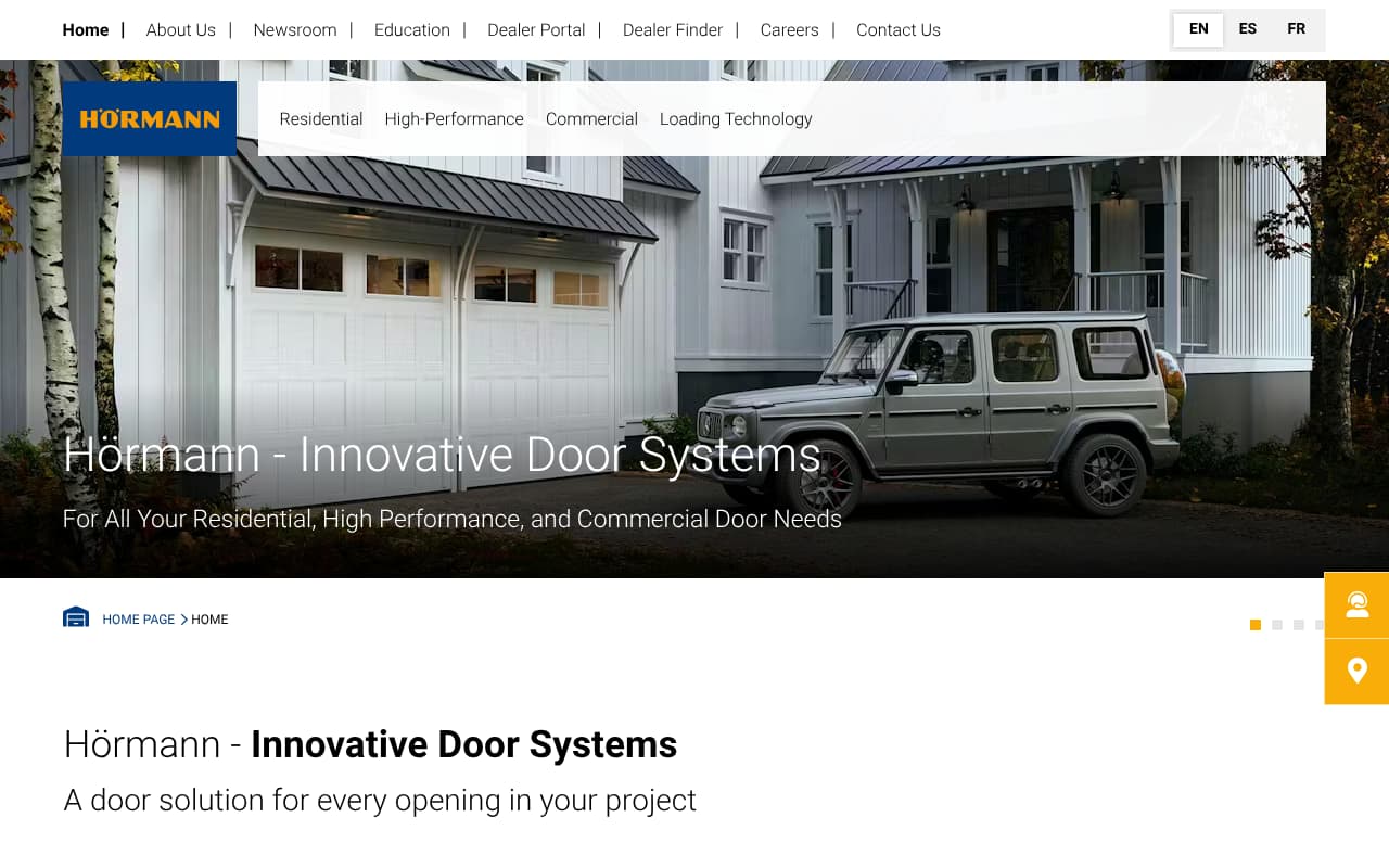 Hörmann USA website screenshot