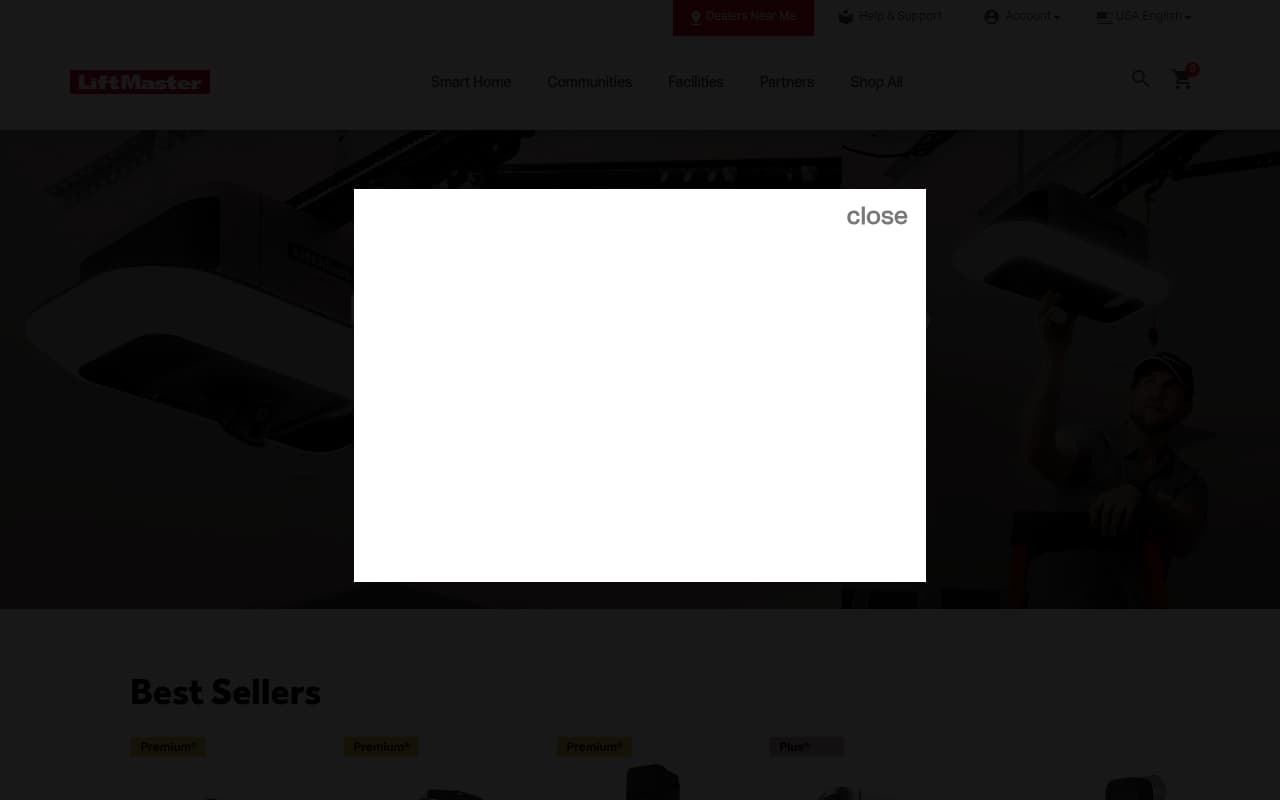 LiftMaster website screenshot