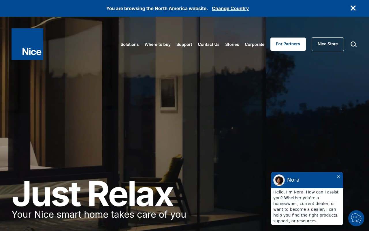 Nice North America website screenshot