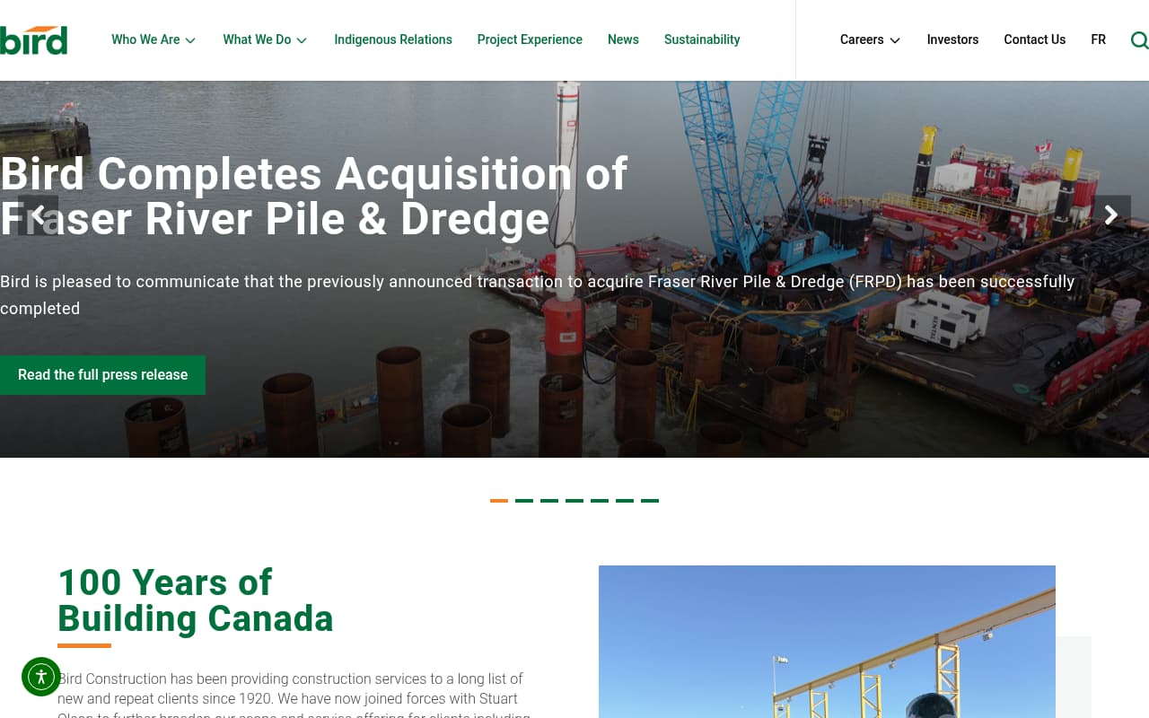 Bird Construction website screenshot