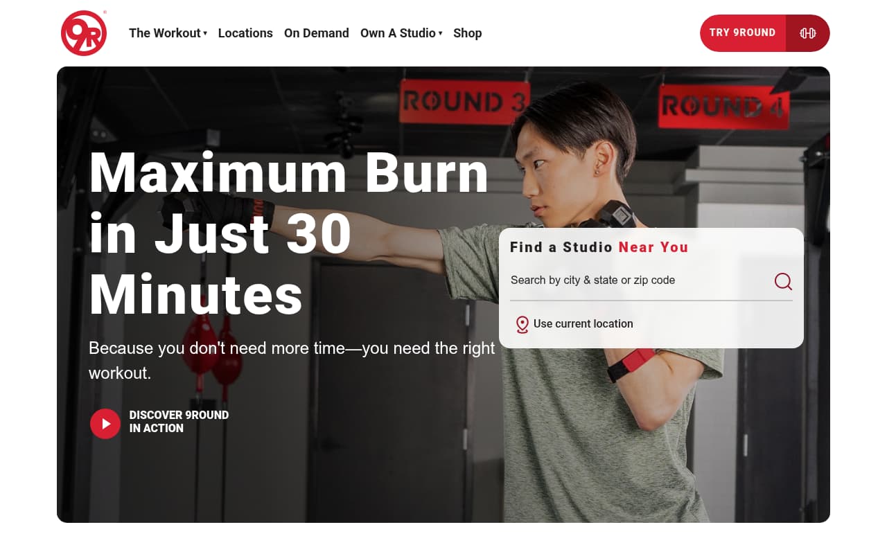 9Round Fitness website screenshot
