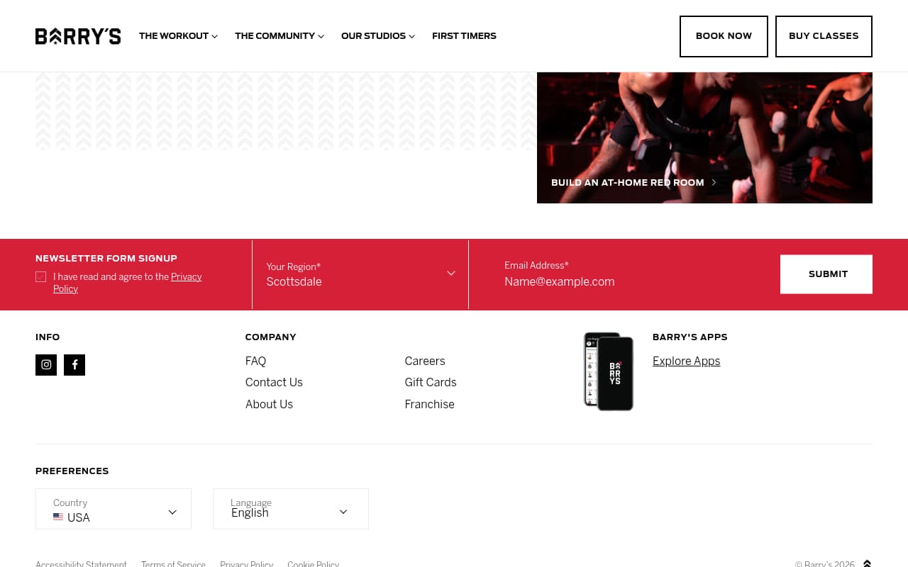 Barry's Bootcamp website screenshot