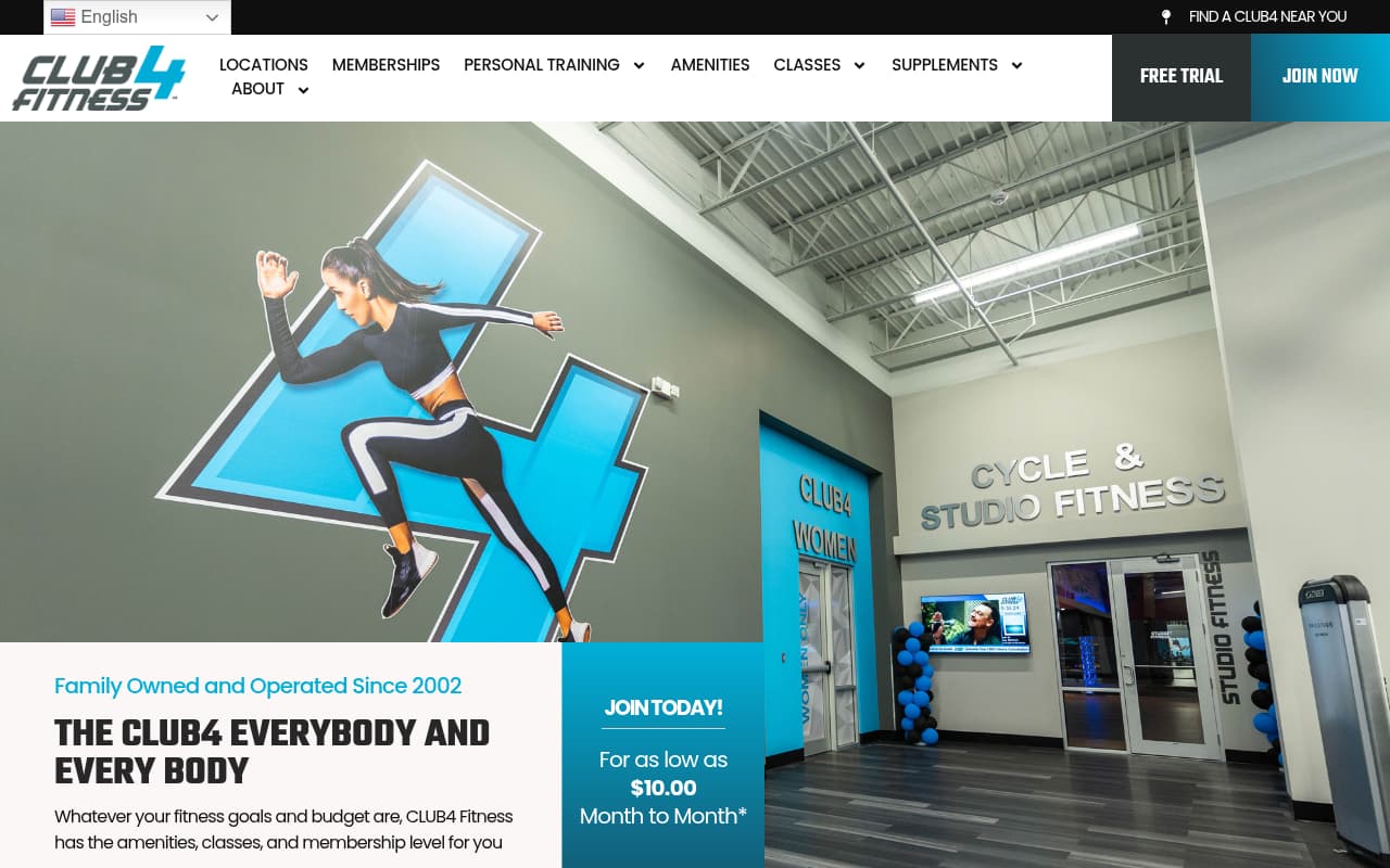 Club 4 Fitness website screenshot
