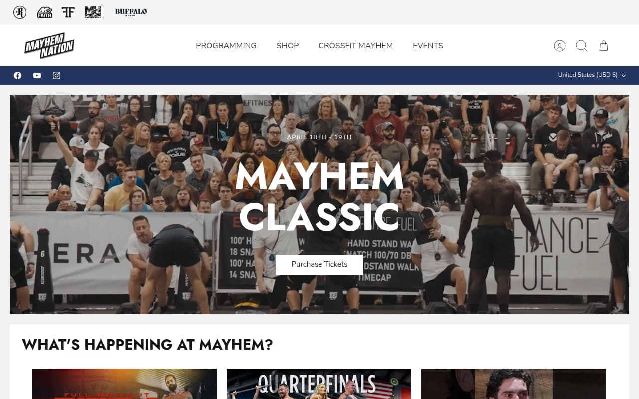 CrossFit Mayhem website screenshot