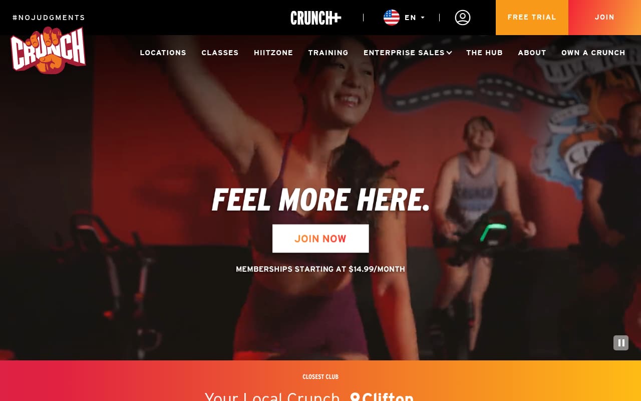 Crunch Fitness website screenshot