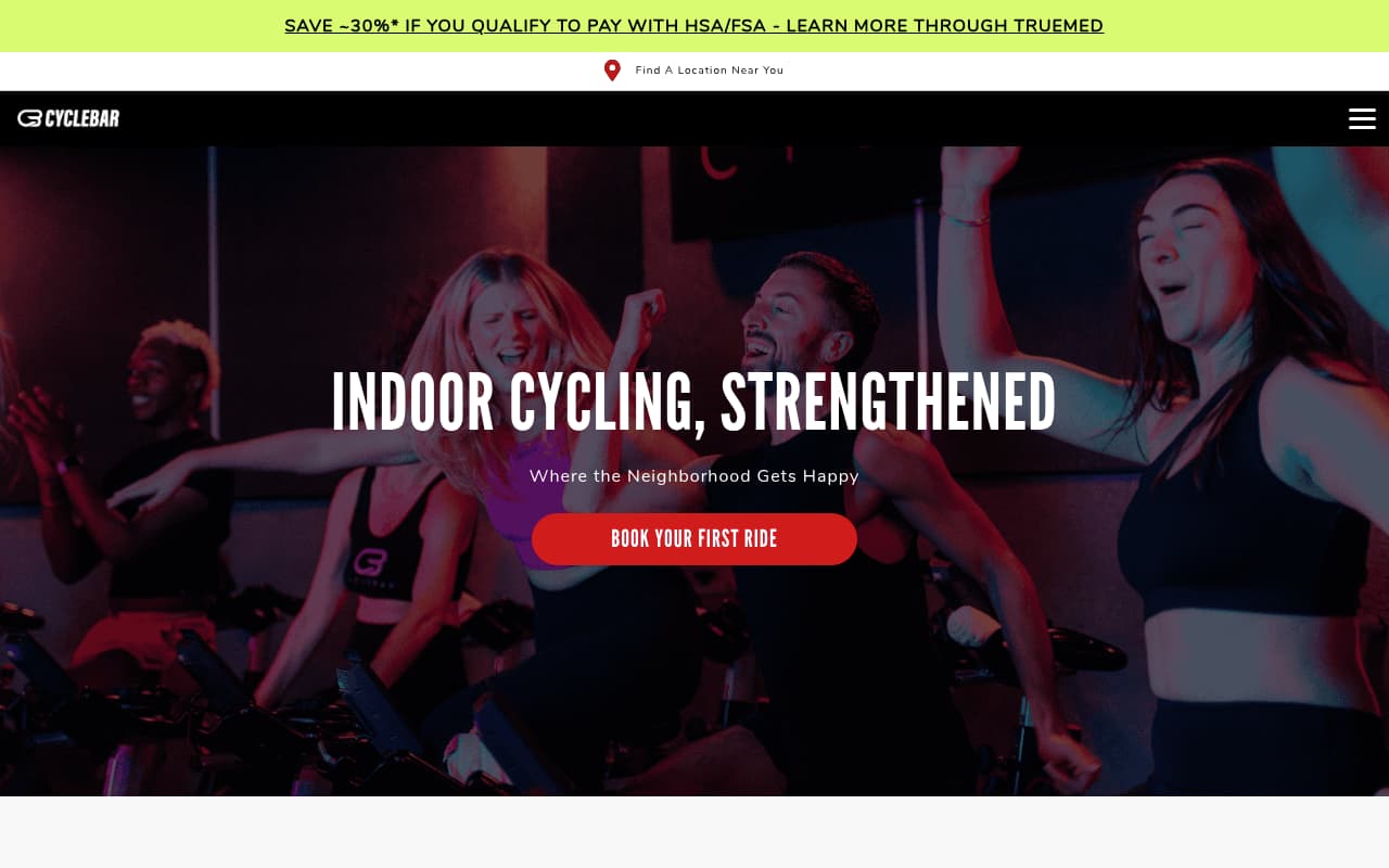 CycleBar website screenshot