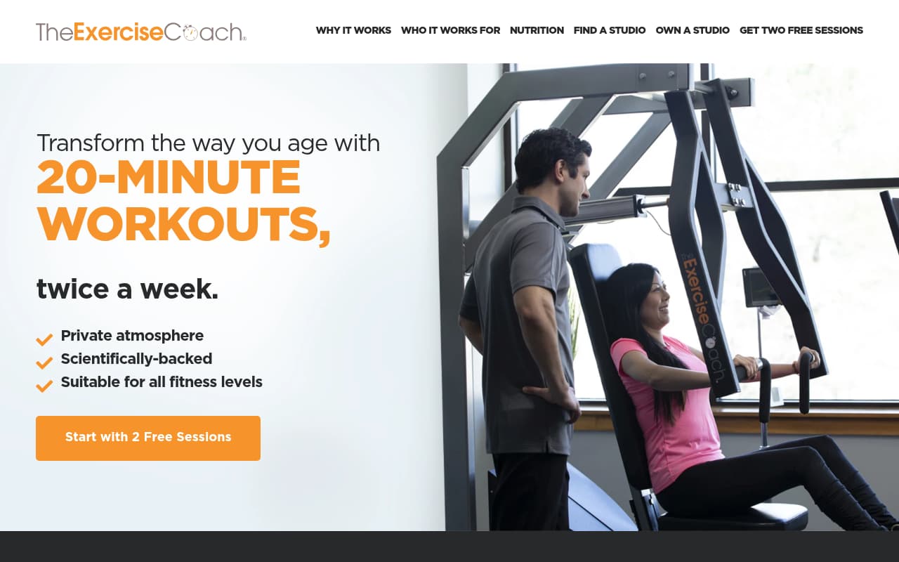 The Exercise Coach website screenshot