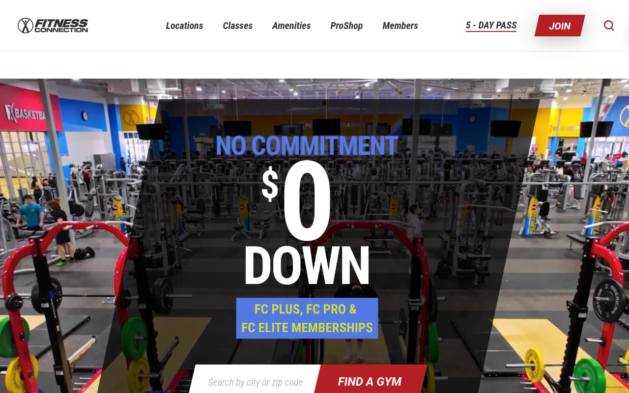 Fitness Connection website screenshot