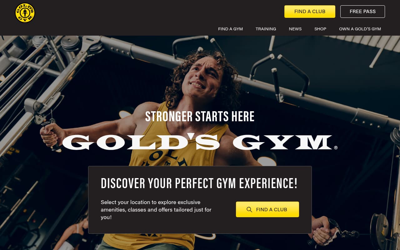 Gold's Gym website screenshot