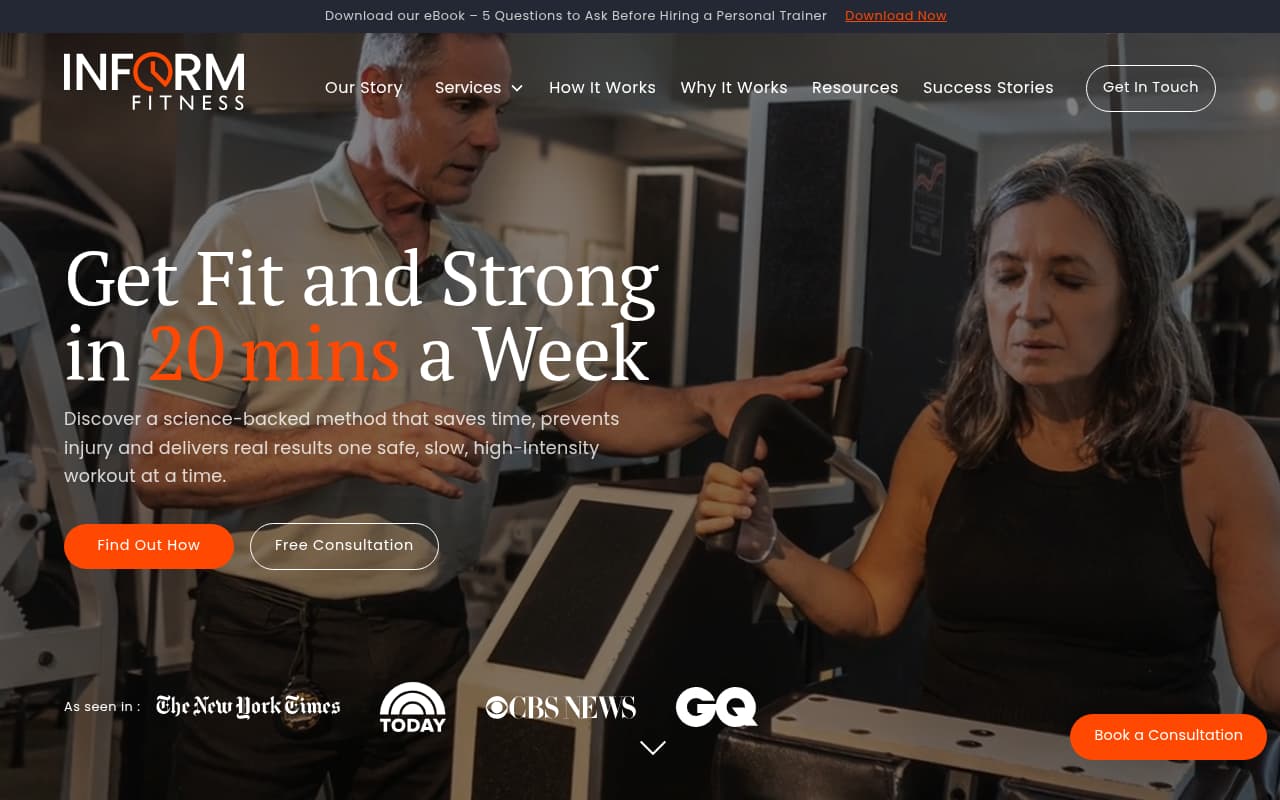 InForm Fitness website screenshot