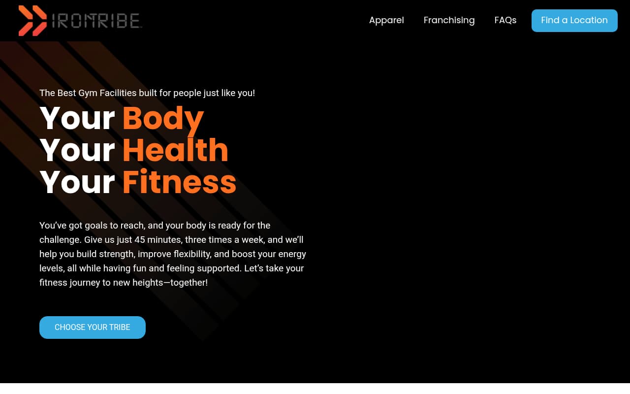 Iron Tribe Fitness website screenshot