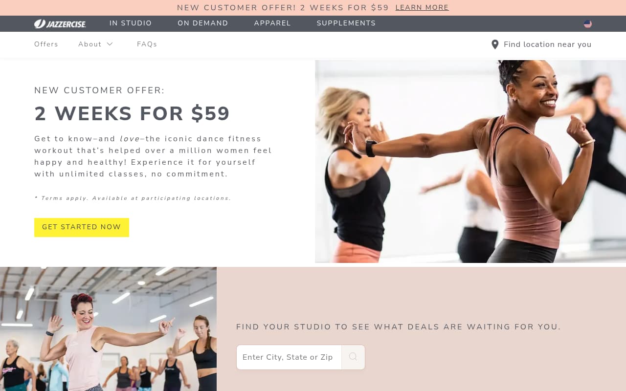 Jazzercise website screenshot