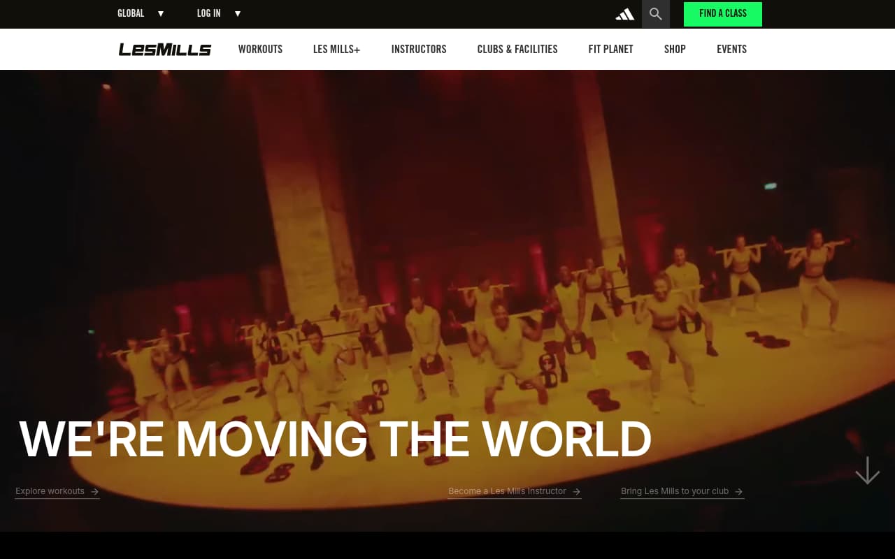Body Pump / Les Mills website screenshot