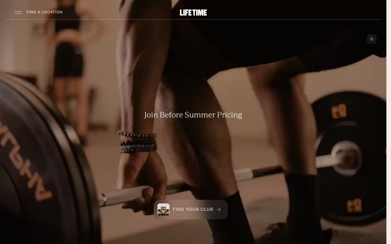Life Time website screenshot