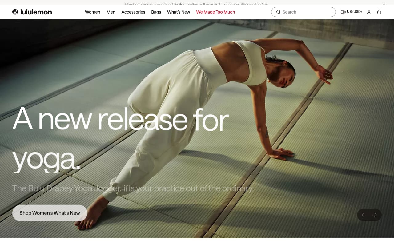 Mirror / Lululemon Studio website screenshot