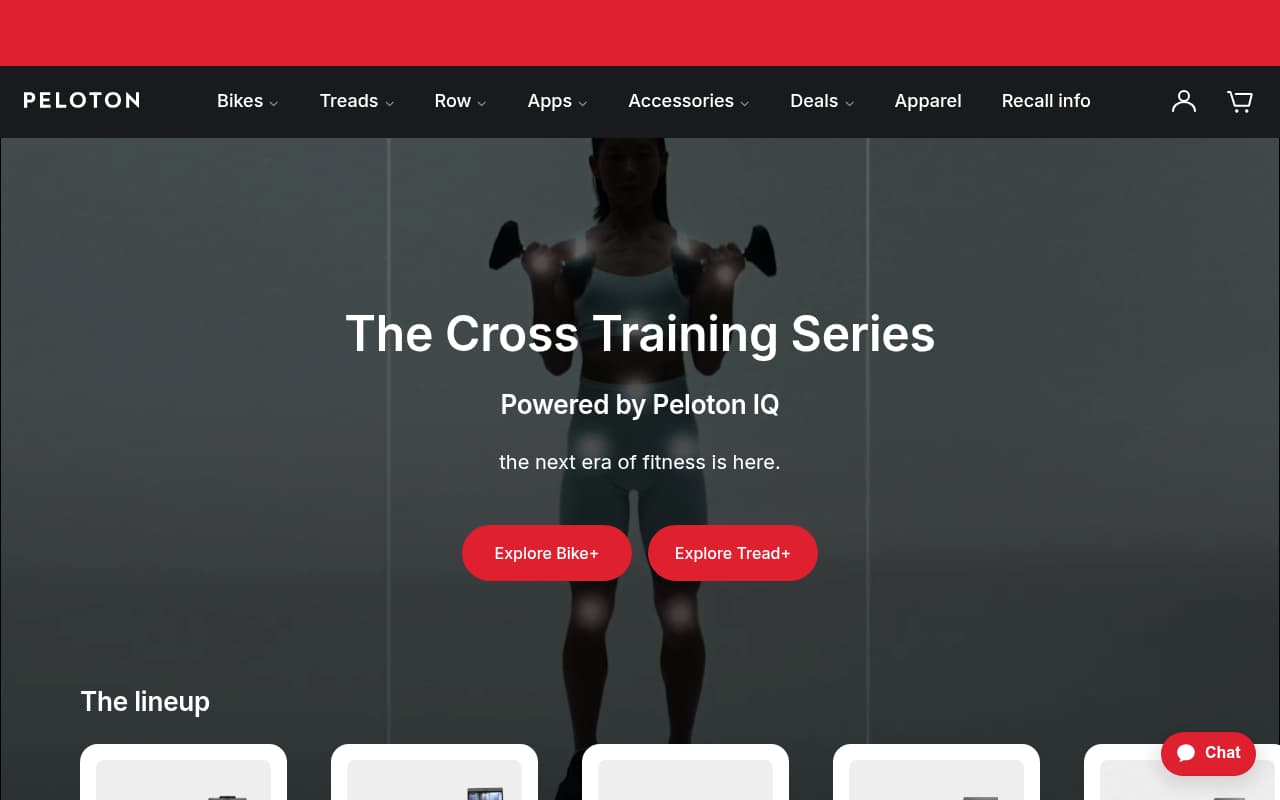 Peloton website screenshot