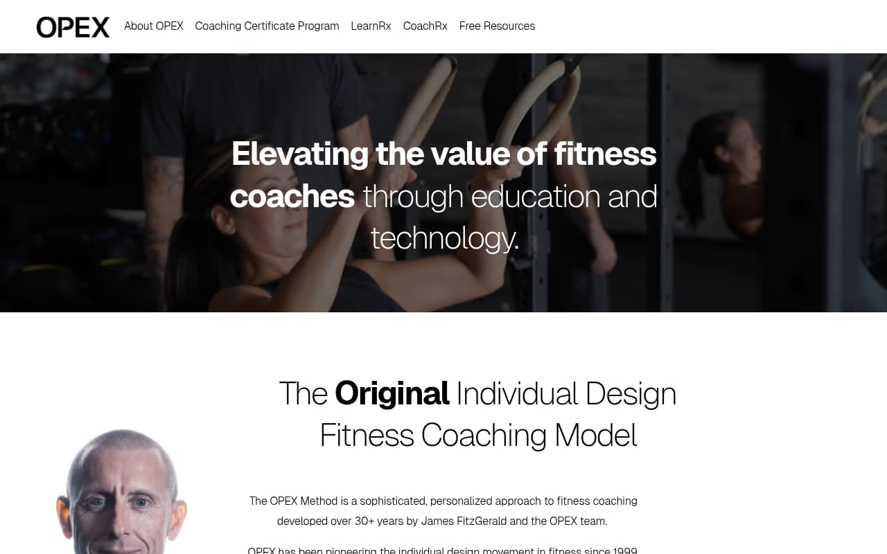 OPEX Fitness website screenshot
