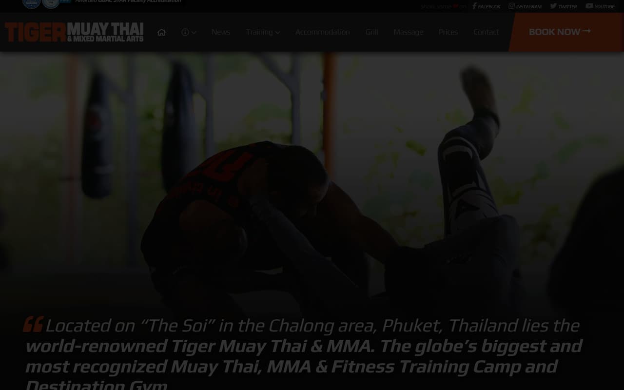 Tiger Muay Thai website screenshot