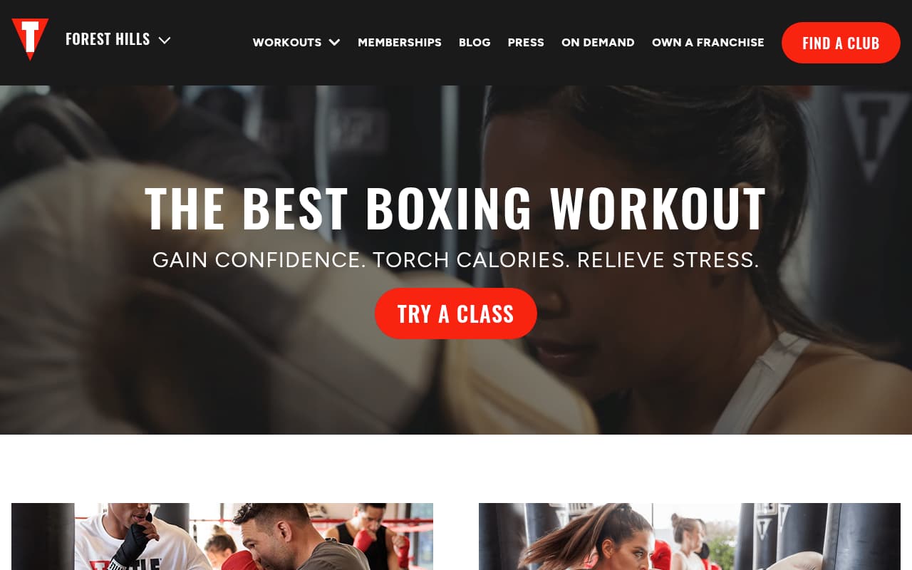 Title Boxing Club website screenshot