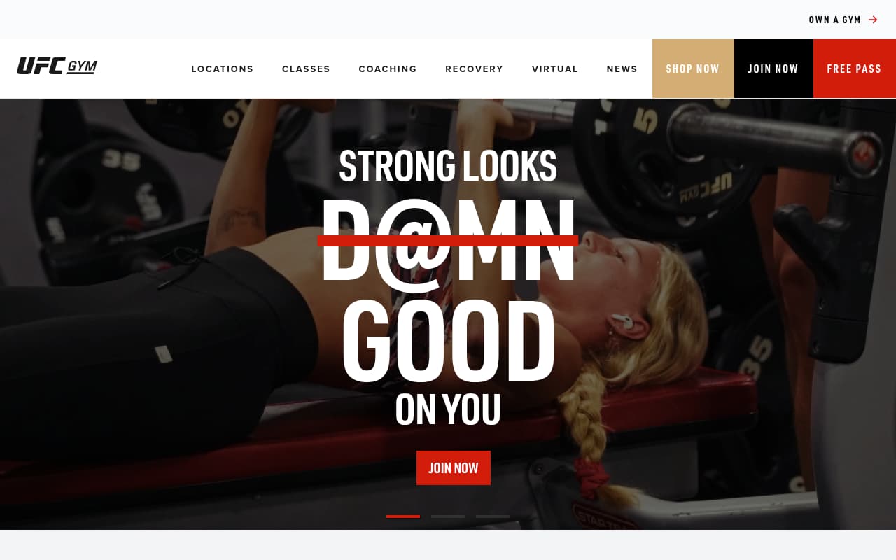 UFC Gym website screenshot