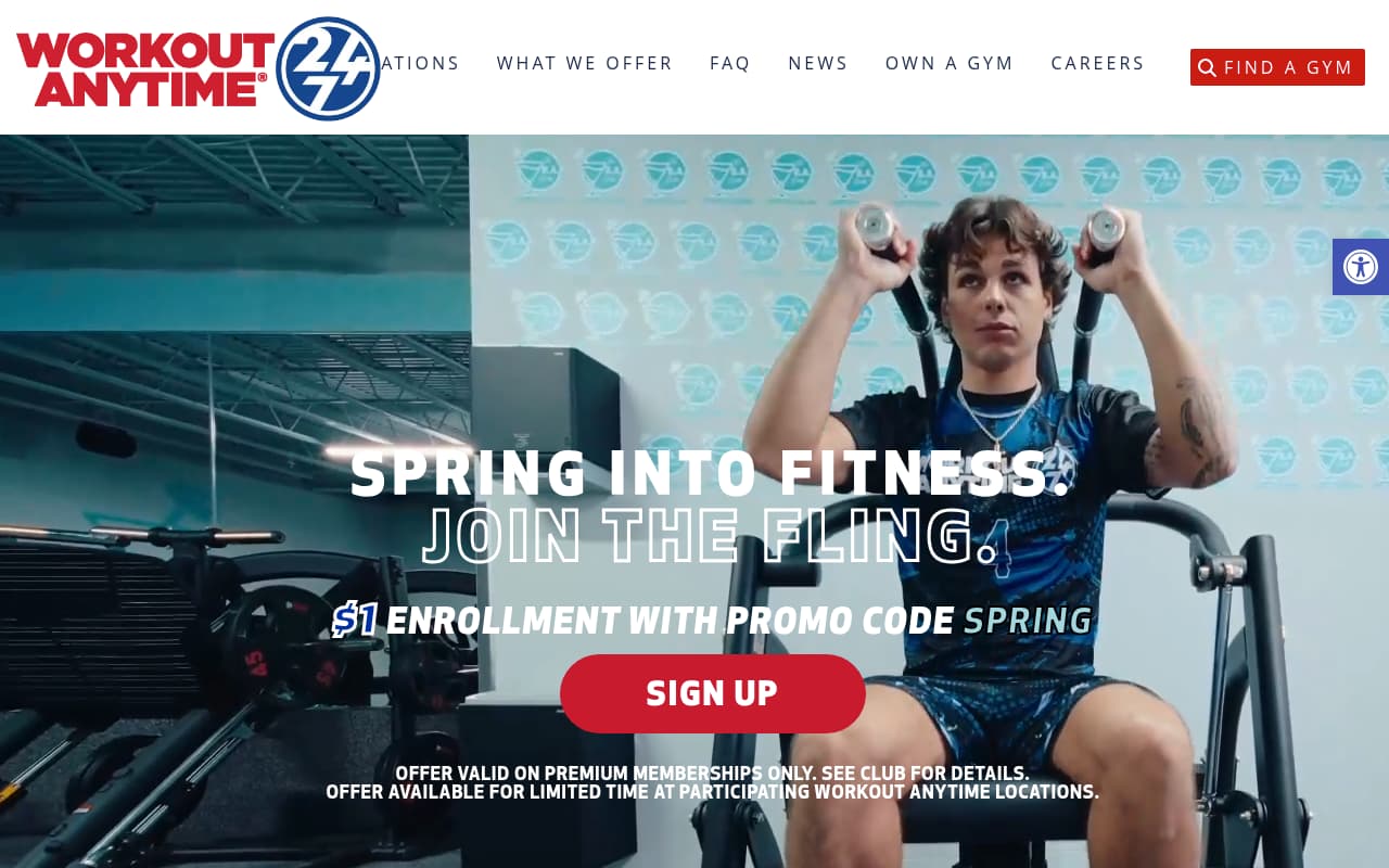 Workout Anytime website screenshot