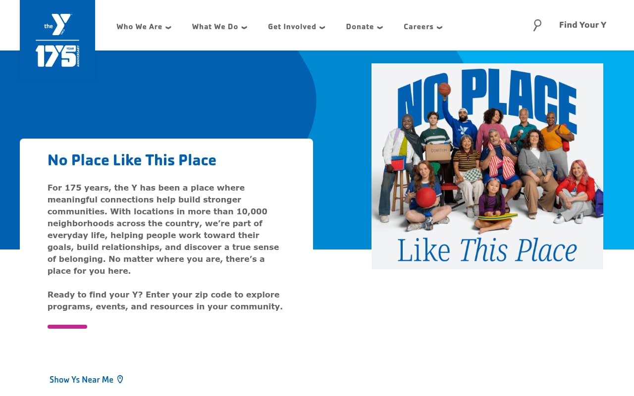 YMCA website screenshot