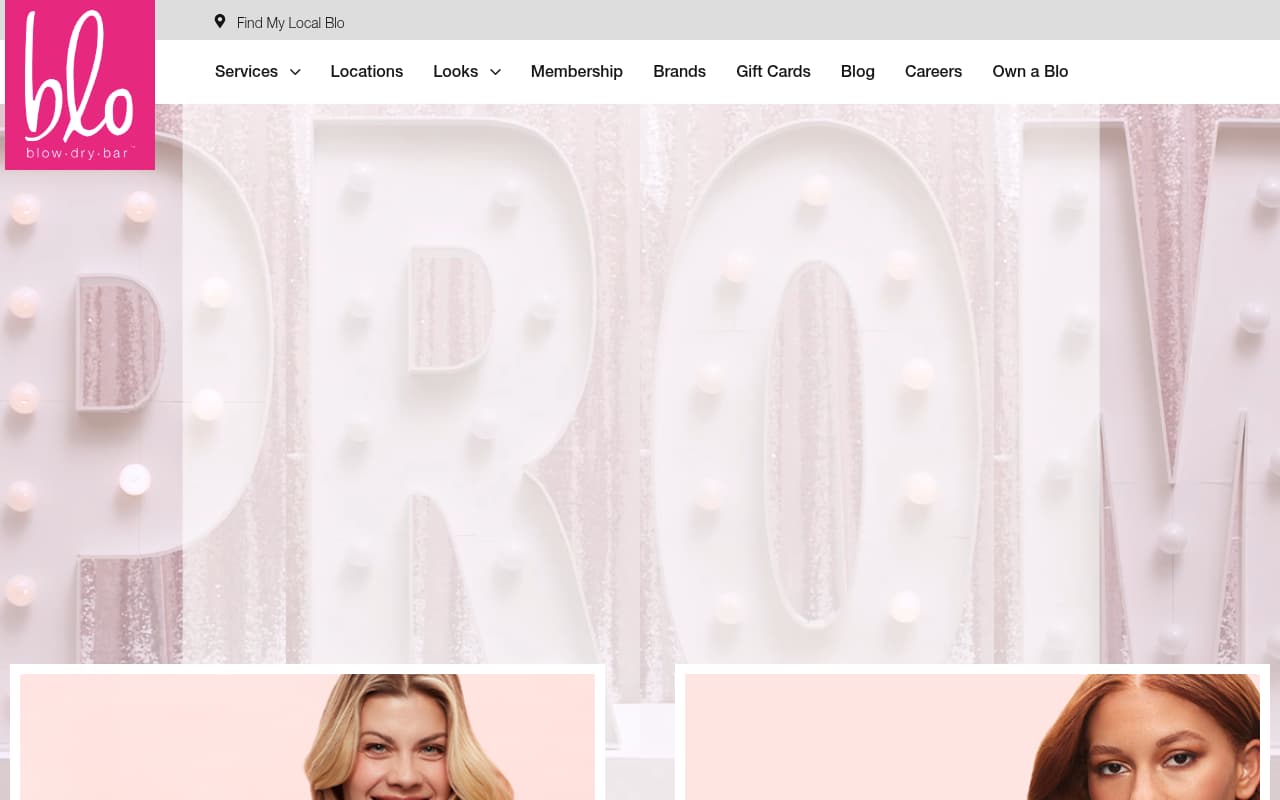 Blo Blow Dry Bar website screenshot