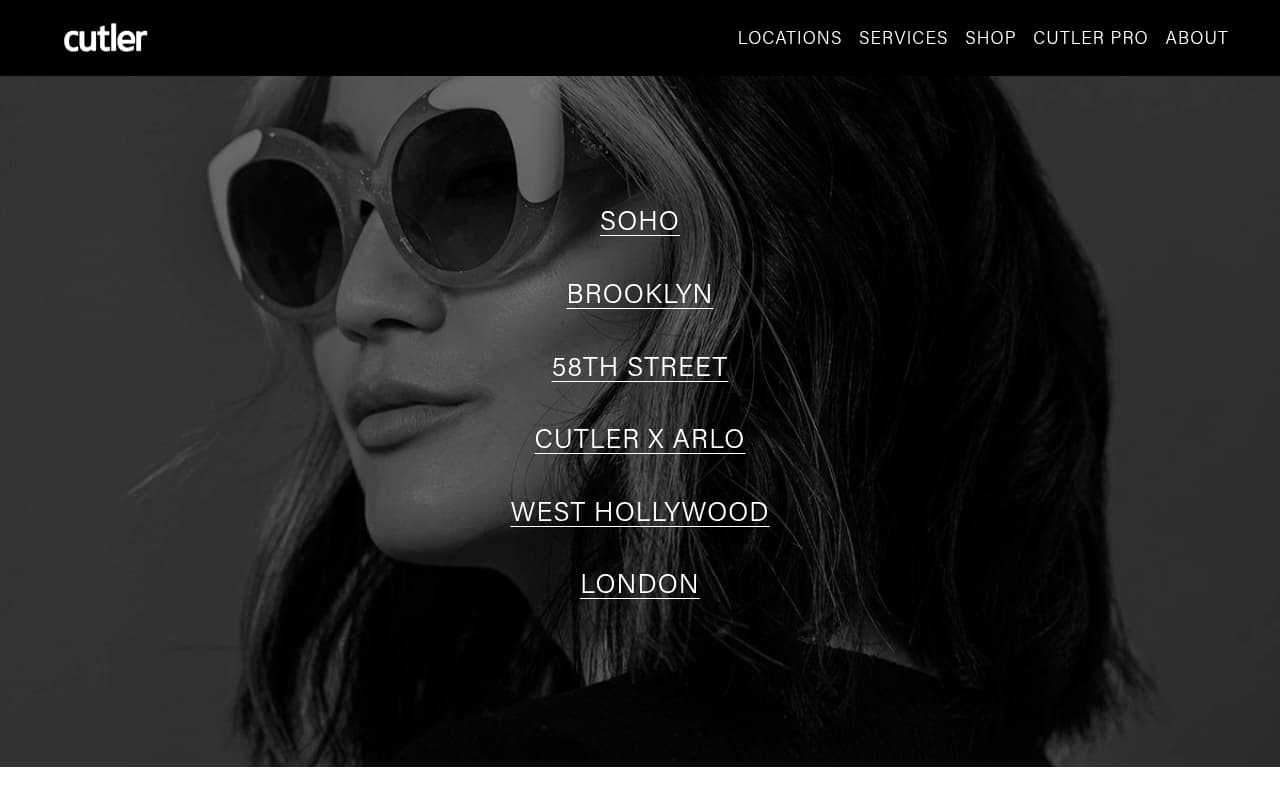Cutler Salon website screenshot