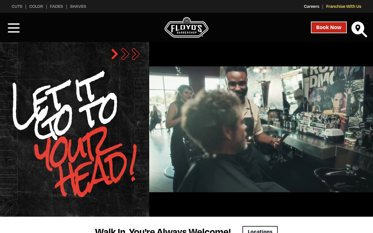 Floyd's 99 Barbershop website screenshot