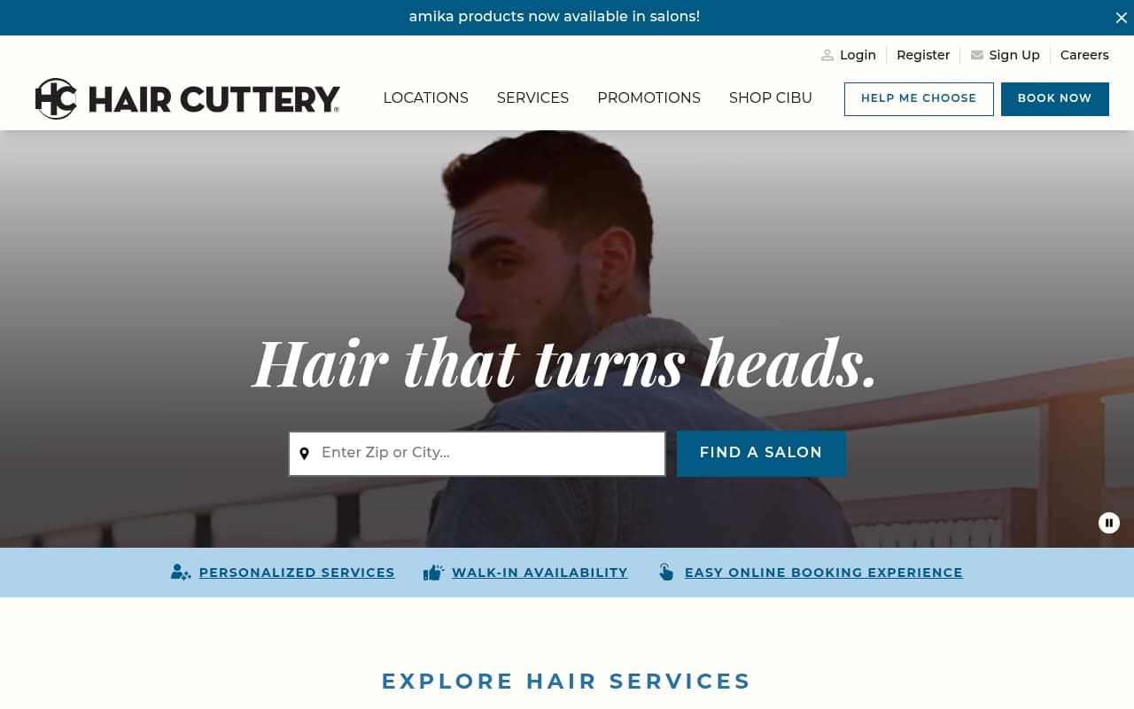 Hair Cuttery website screenshot