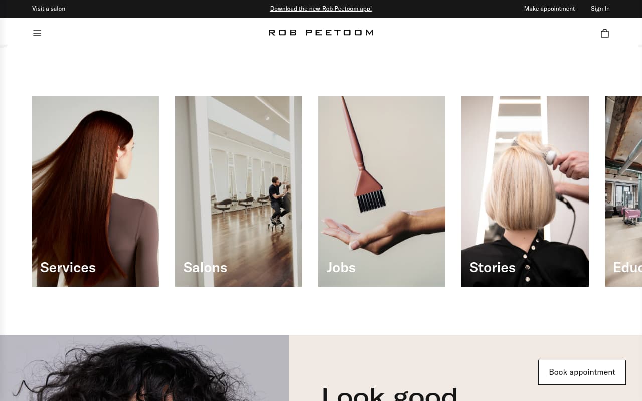 Rob Peetoom Salon website screenshot