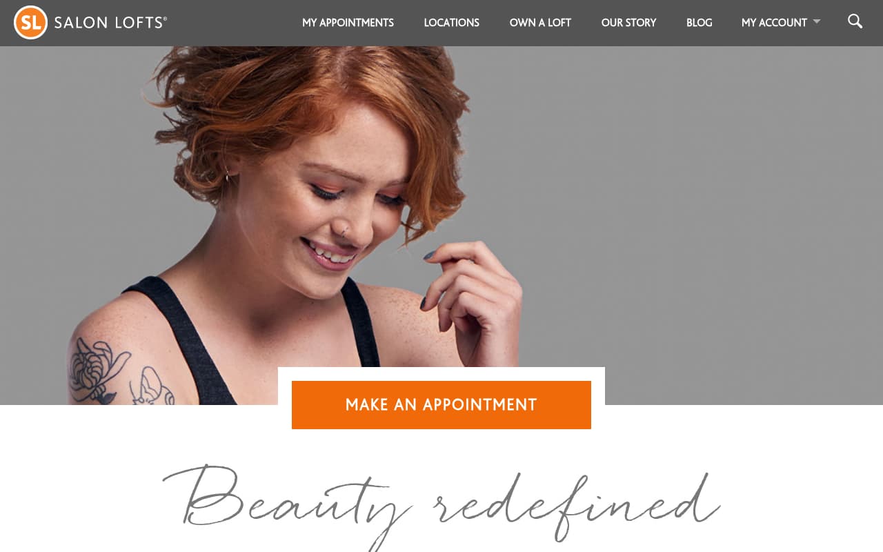 Salon Lofts website screenshot