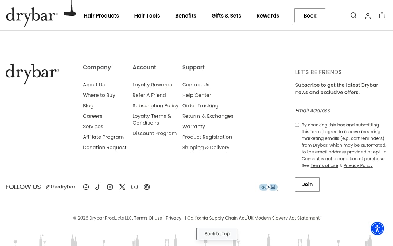 Drybar website screenshot