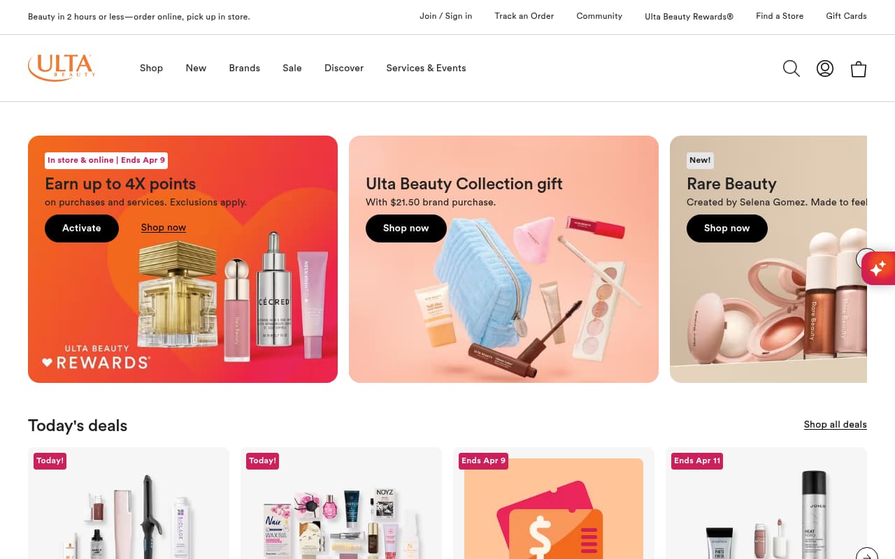Ulta Beauty Salon website screenshot