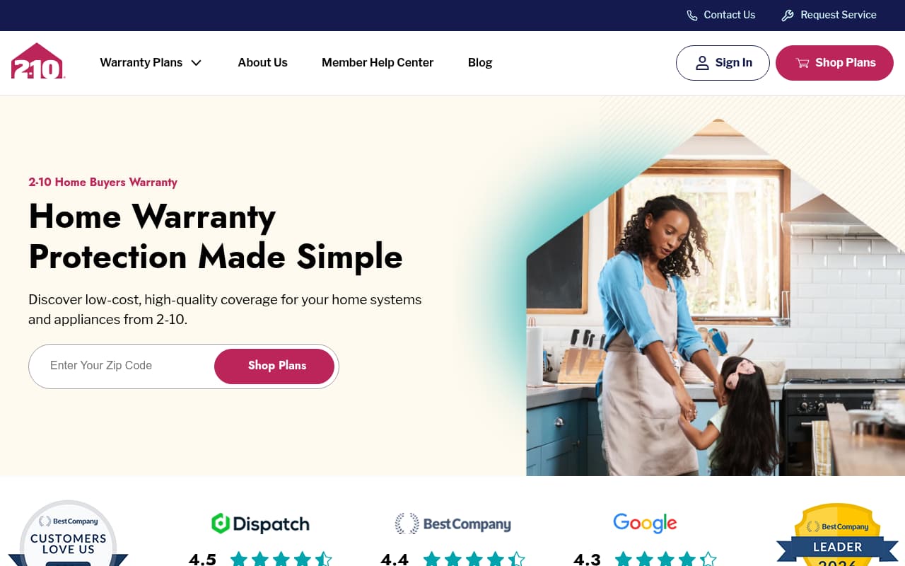2-10 Home Buyers Warranty website screenshot