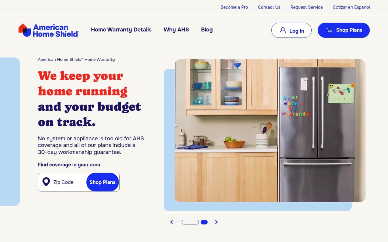 American Home Shield website screenshot