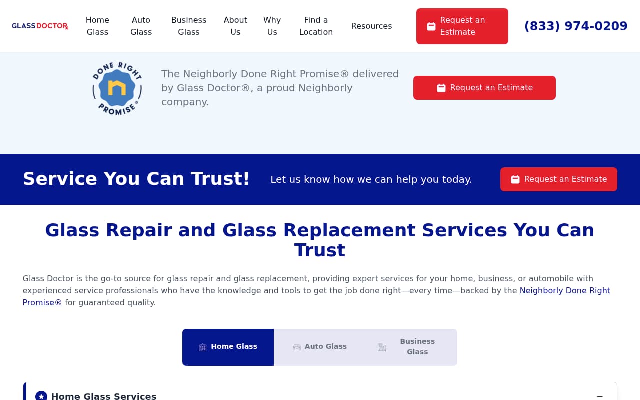 Glass Doctor website screenshot