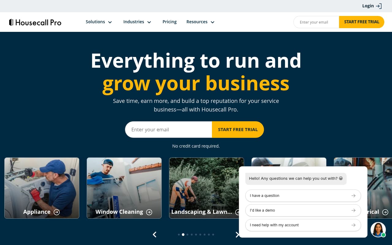 Housecall Pro website screenshot