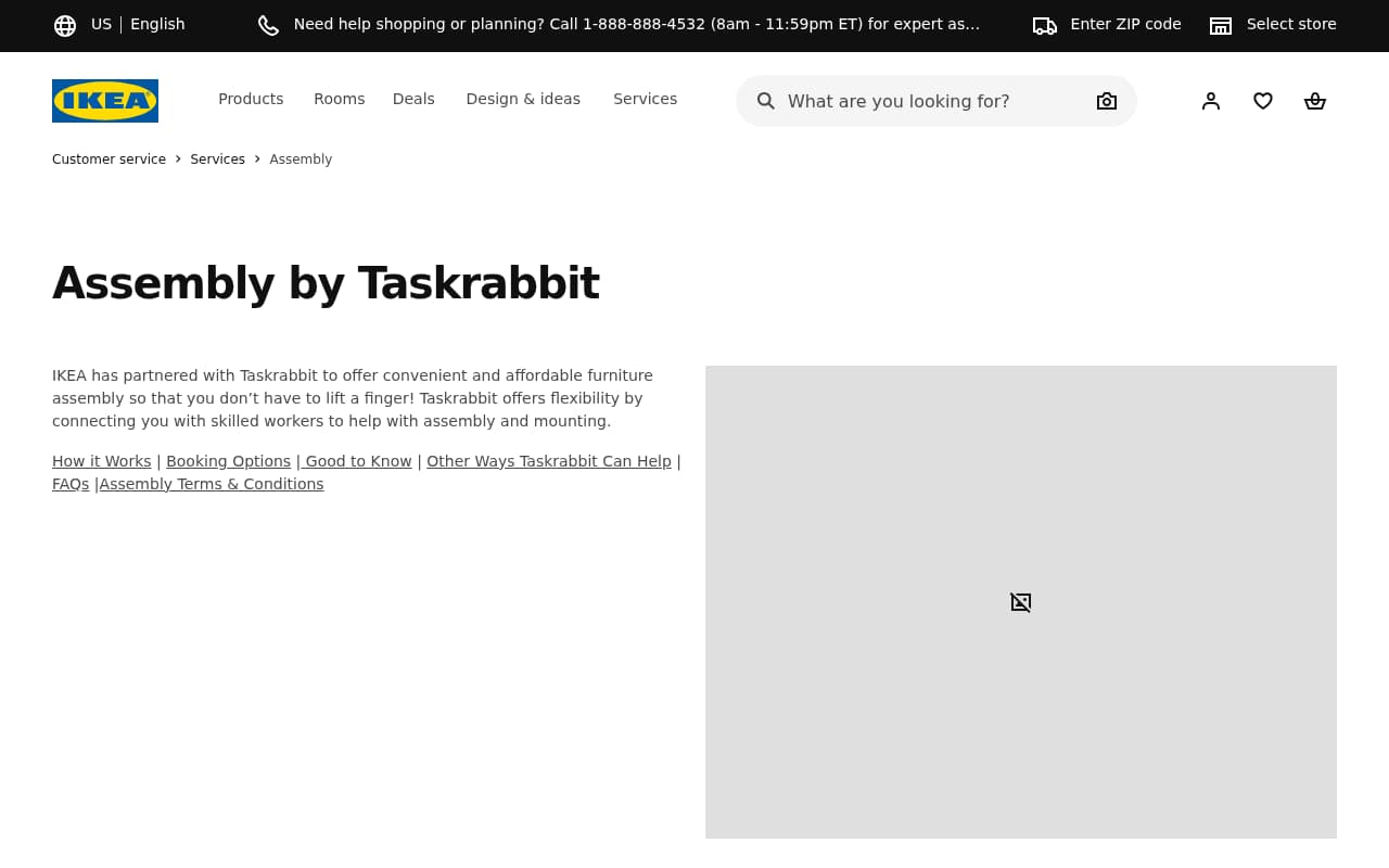 IKEA Home Assembly Service website screenshot