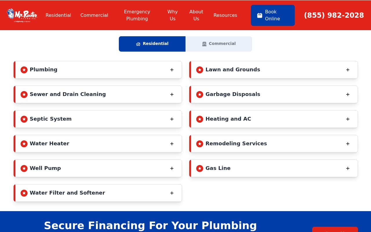 Mr. Rooter website screenshot