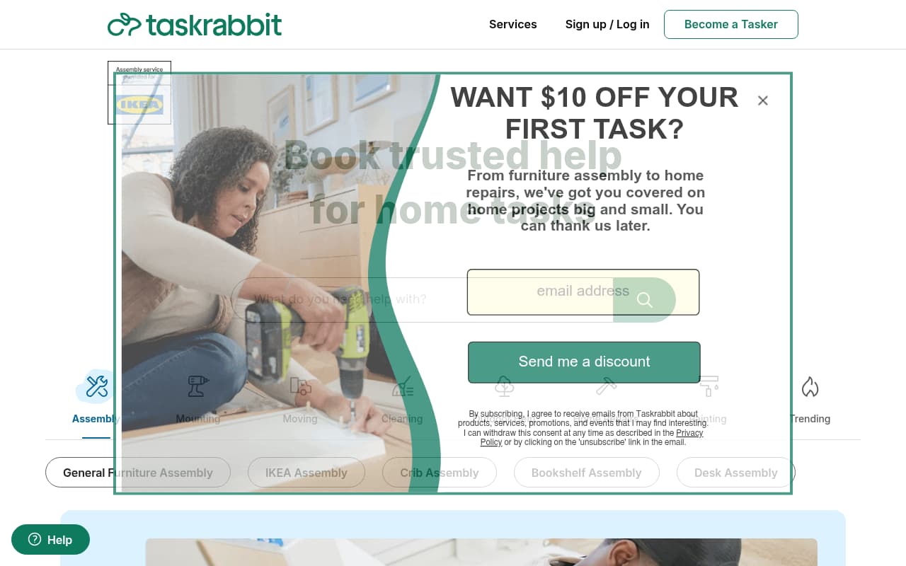 TaskRabbit website screenshot