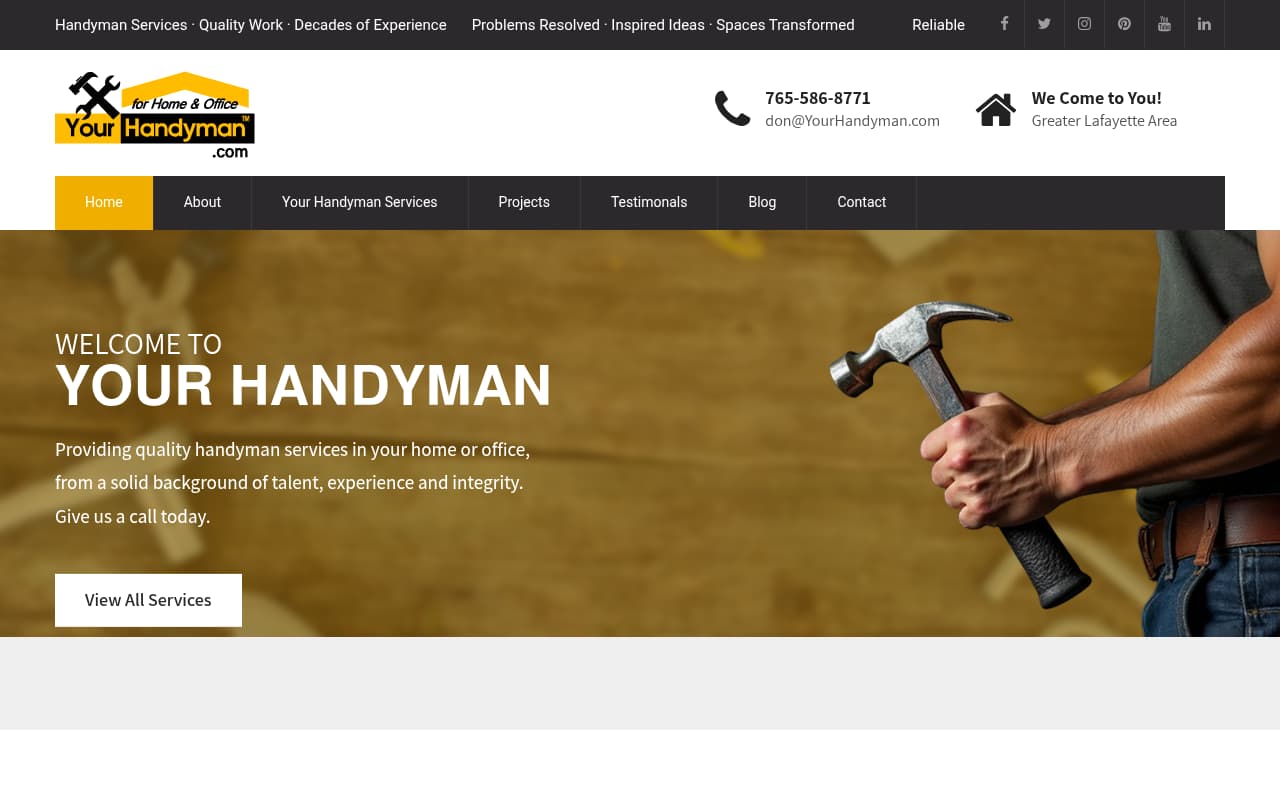 Your Handyman website screenshot
