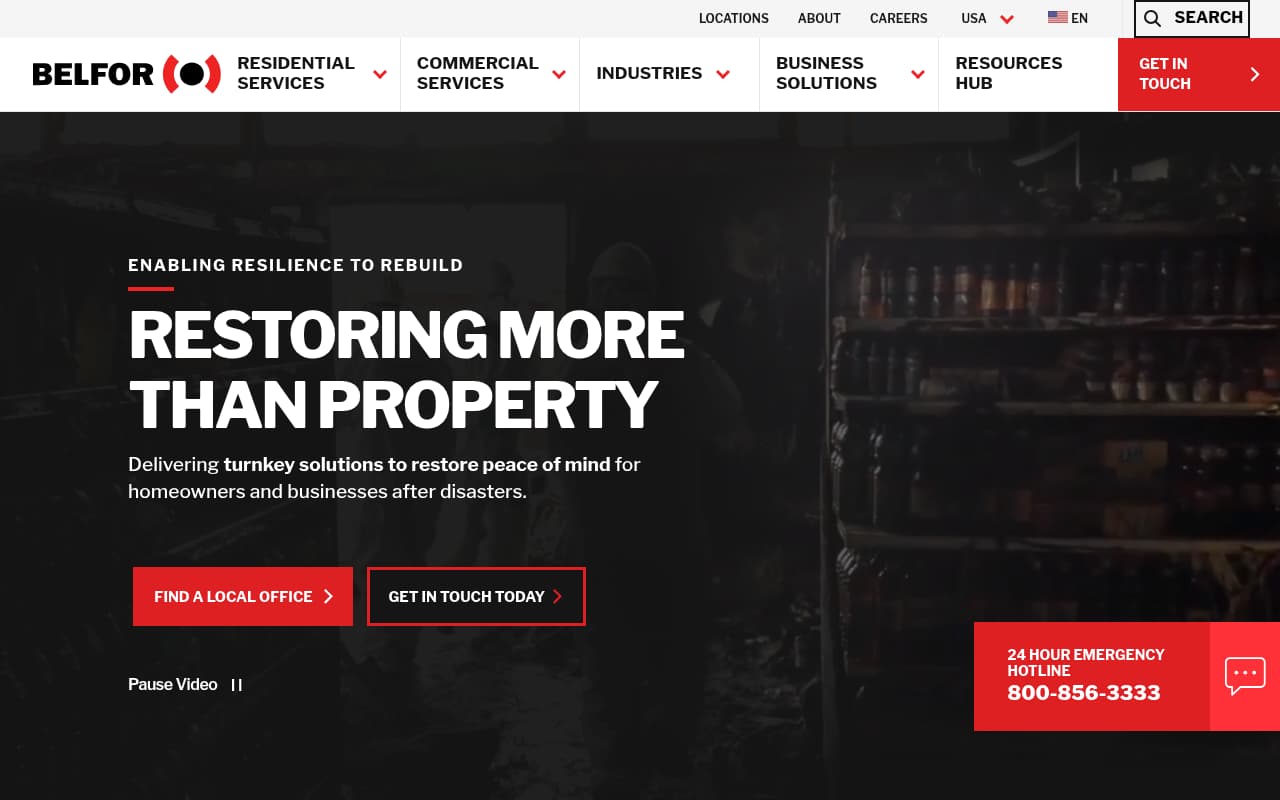 BELFOR website screenshot
