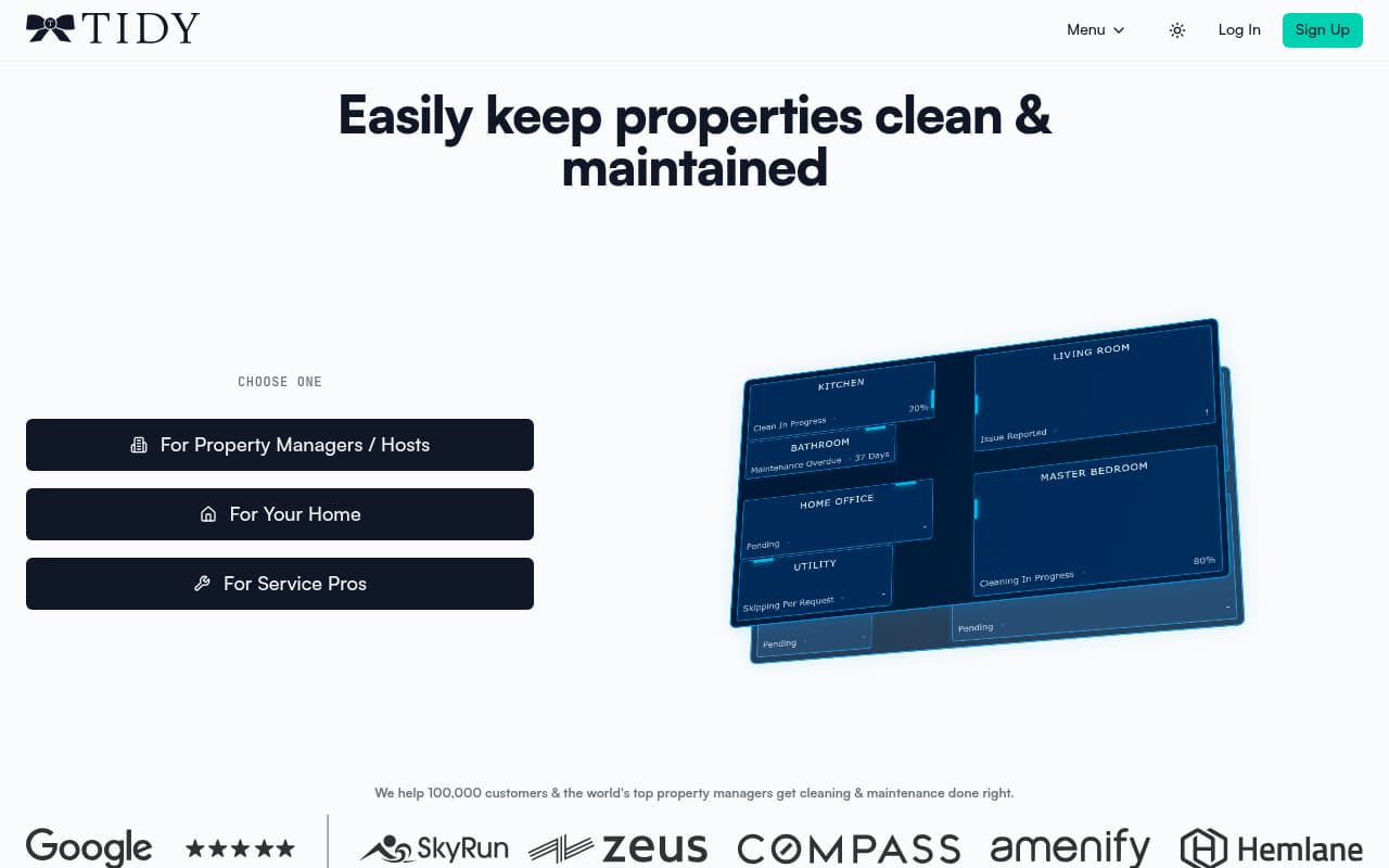 Tidy website screenshot