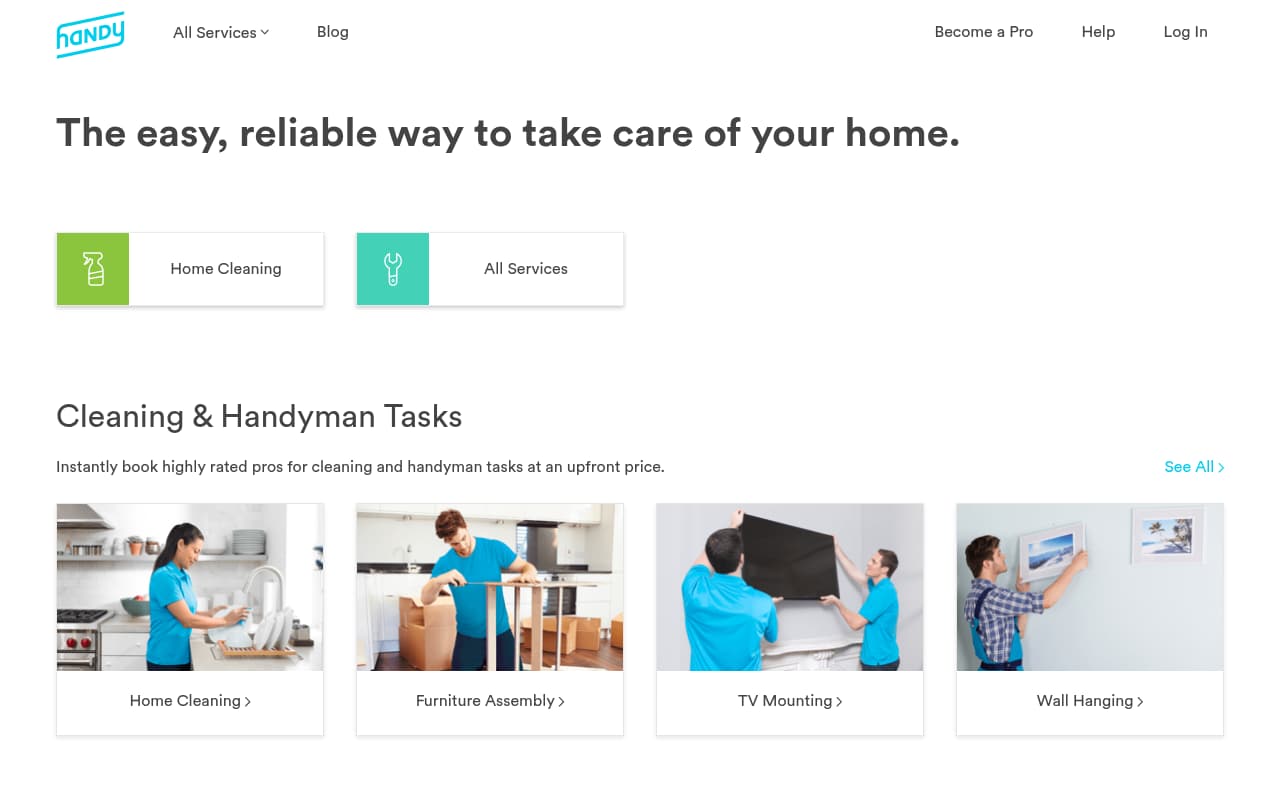 Handy website screenshot